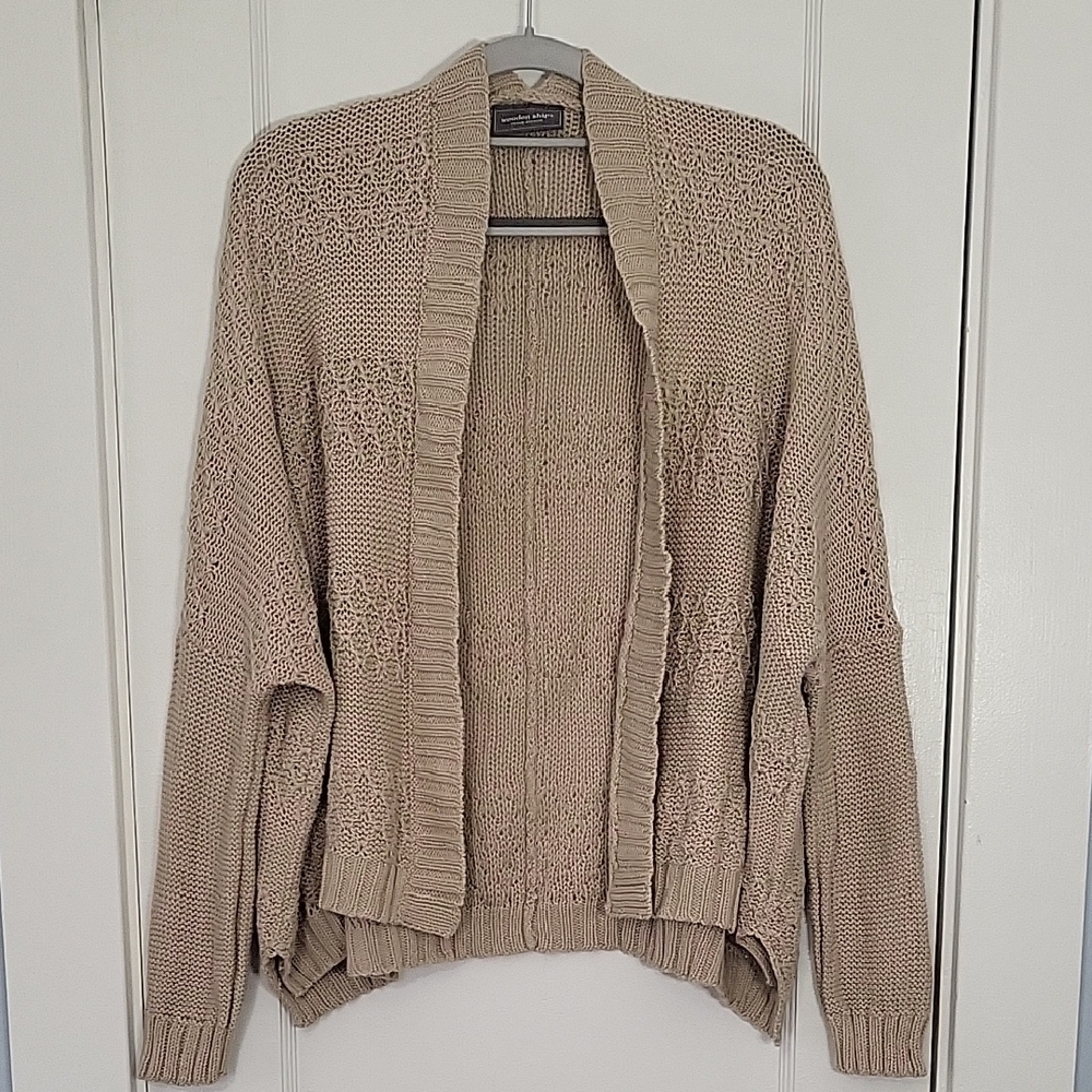 Wooden Ships Beige Open-Front Cardigan